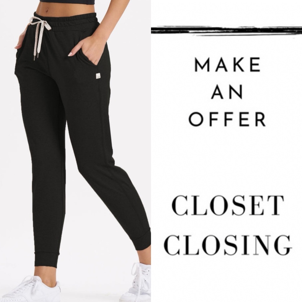 Black Vuori Joggers, used with some wear and tear, size M